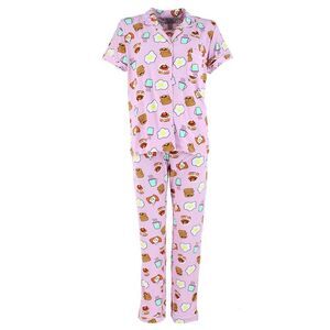 Mentally Exhausted Women's Breakfast Food Notched Collar Pajama Set